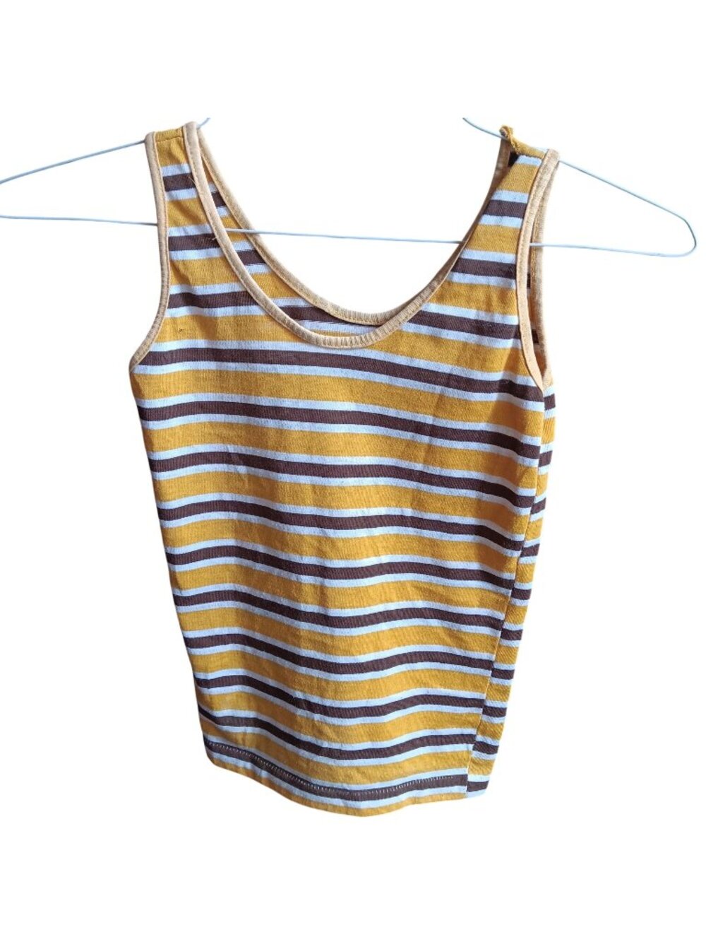 True Vintage Boys 5T Tank Top 1970's Yellow Brown Sleeveless Single Stitc